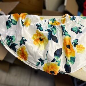 Kids Girl’s Floral Satin Skirt with Yellow and Green Print